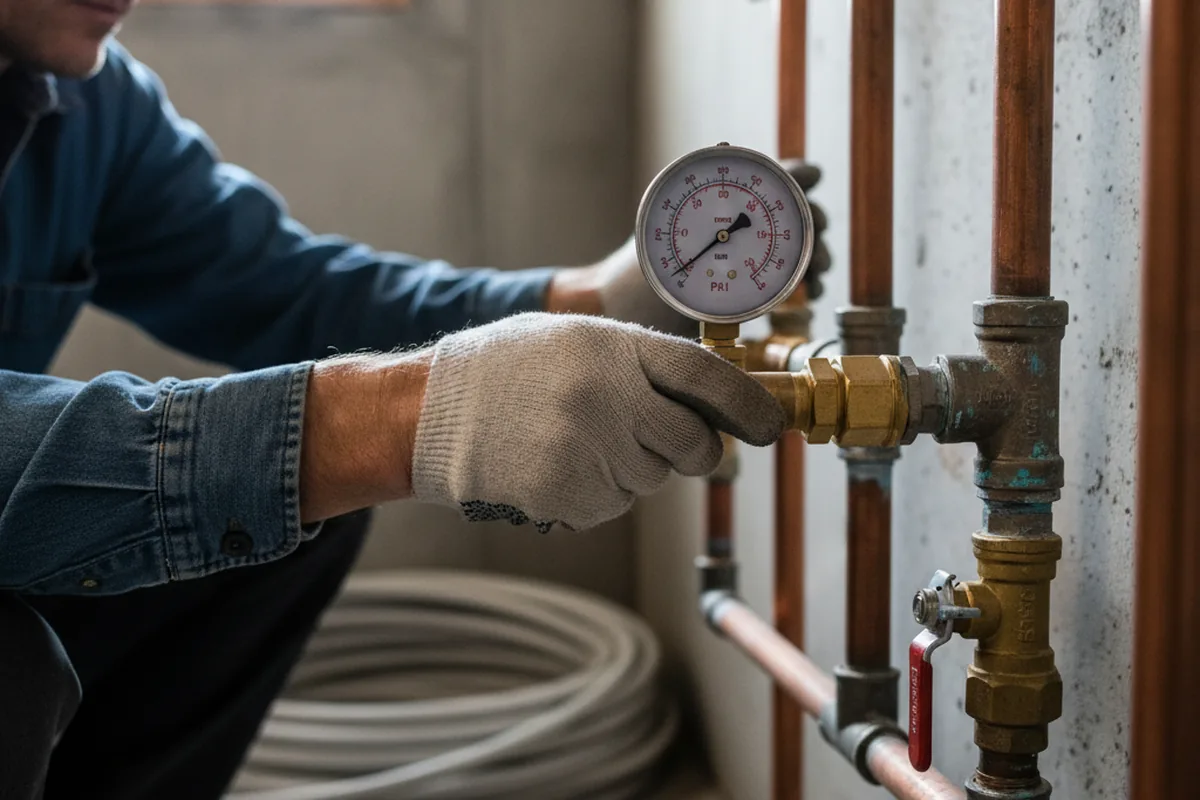 Pressure testing a repaired line during Water Line Repair in Gladewater